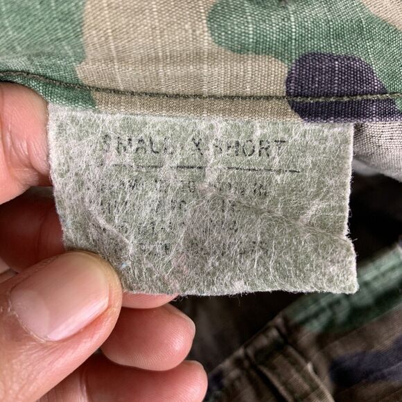 VTG Army Marine Woodland CAMO Cargo Mens Pants Button Fly Size Small Short - Picture 12 of 16